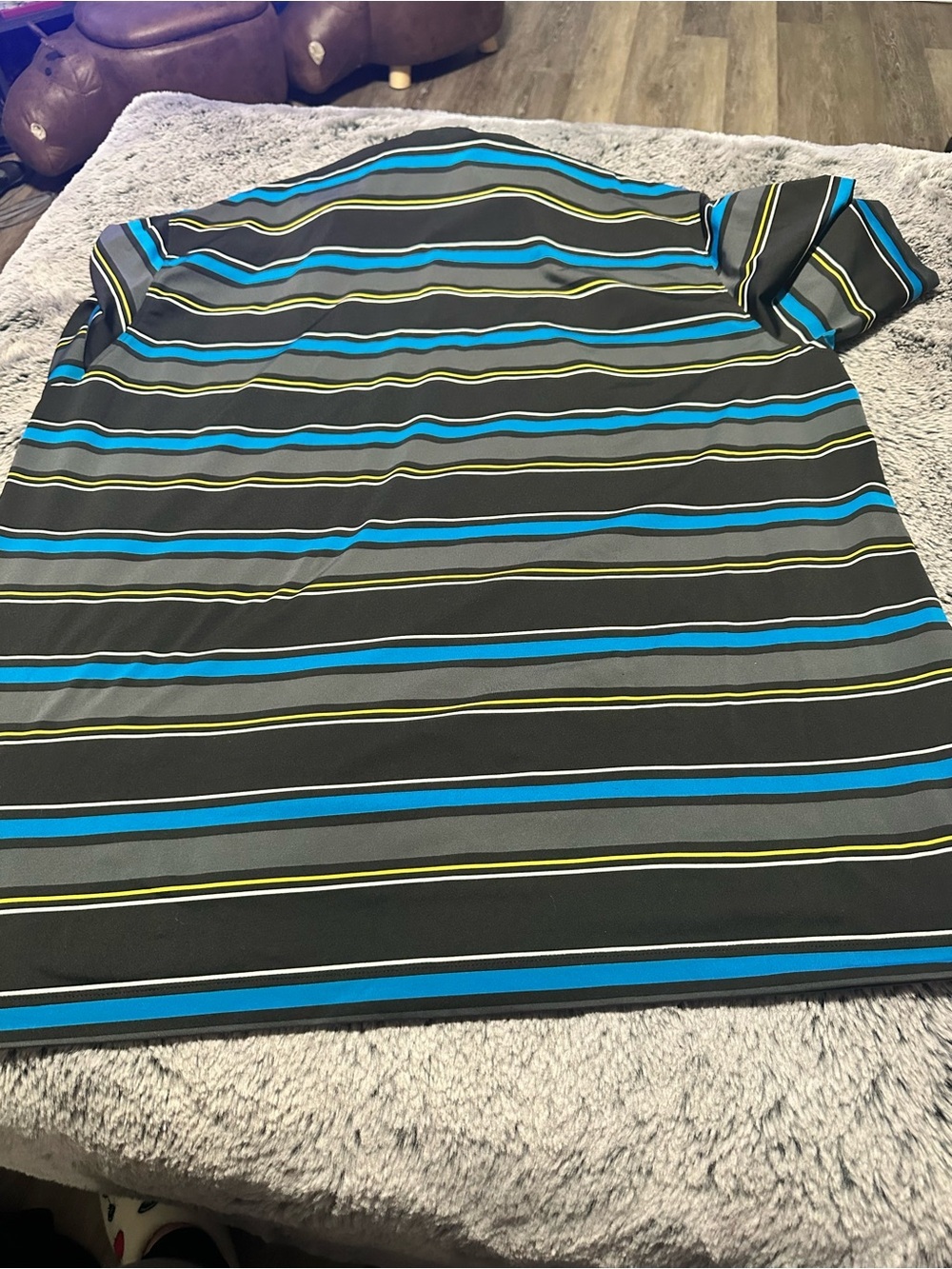 Nike Black, Blue & Yellow Striped Polo - Picture 4 of 5